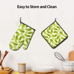 Pickle Fabric Oven Mitts & Pot Holders Sets Potholders with Hanging Loop Non-Slip Kitchen Cooking Gloves for BBQ Baking Grilling