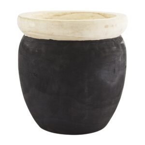 mud pie paulownia pot, black, 12" x 12" dia