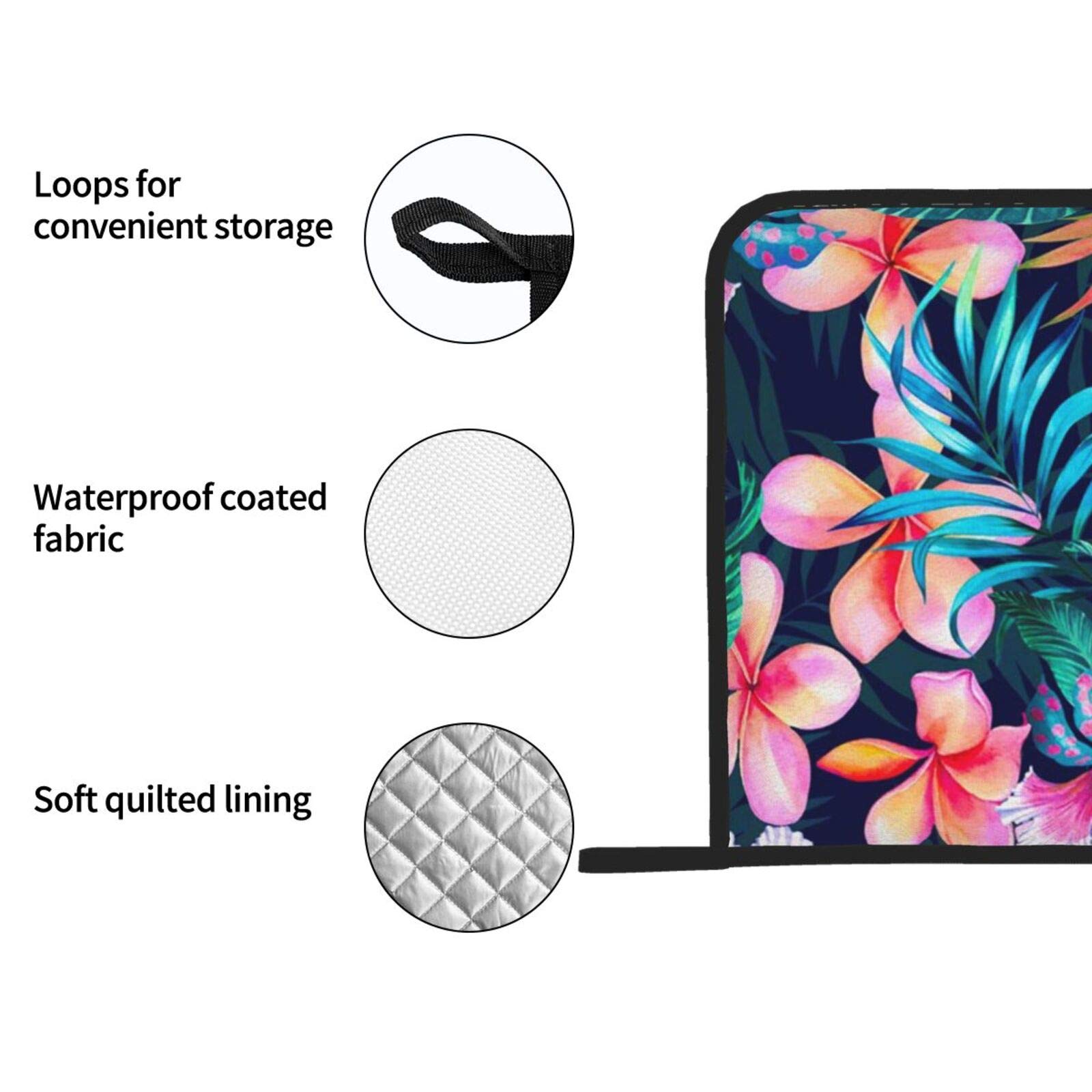 Pot Holders Sets Neon Tropical Hawaiian Flowers Heat Resistant Coaster Potholder 2 Pcs Set for Cooking Baking Non-Slip Water-Proof Potholders for Kitchens