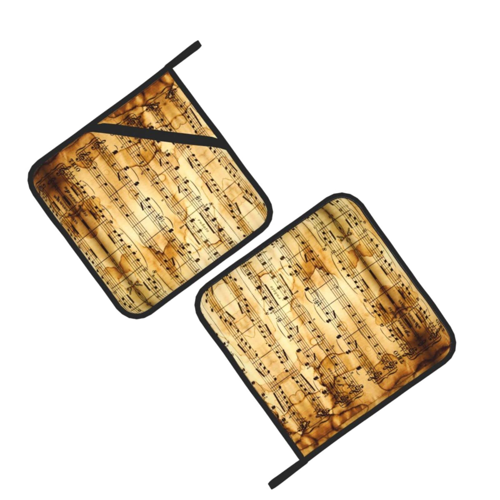 Square Insulated Pot Holder Sets of 2,Music Note Art Printed Pot Holders for BBQ Cooking Baking