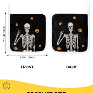 2 Pack Pot Holders Sets for Kitchen, Soft Oven Hot Pads Potholder Funny Skeleton Skeleton Cute Grimace Pumpkin Happy Halloween Heat Insulation Hot Potholders for Baking Cooking