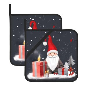 merry christmas gnome xmas gifts pot holders sets 2-piece set washable decorative kitchen gift for cooking baking bbq