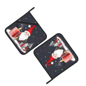 Merry Christmas Gnome Xmas Gifts Pot Holders Sets 2-Piece Set Washable Decorative Kitchen Gift for Cooking Baking BBQ