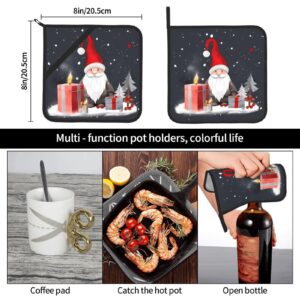 Merry Christmas Gnome Xmas Gifts Pot Holders Sets 2-Piece Set Washable Decorative Kitchen Gift for Cooking Baking BBQ