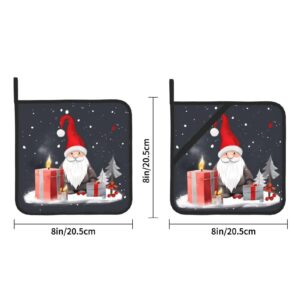 Merry Christmas Gnome Xmas Gifts Pot Holders Sets 2-Piece Set Washable Decorative Kitchen Gift for Cooking Baking BBQ