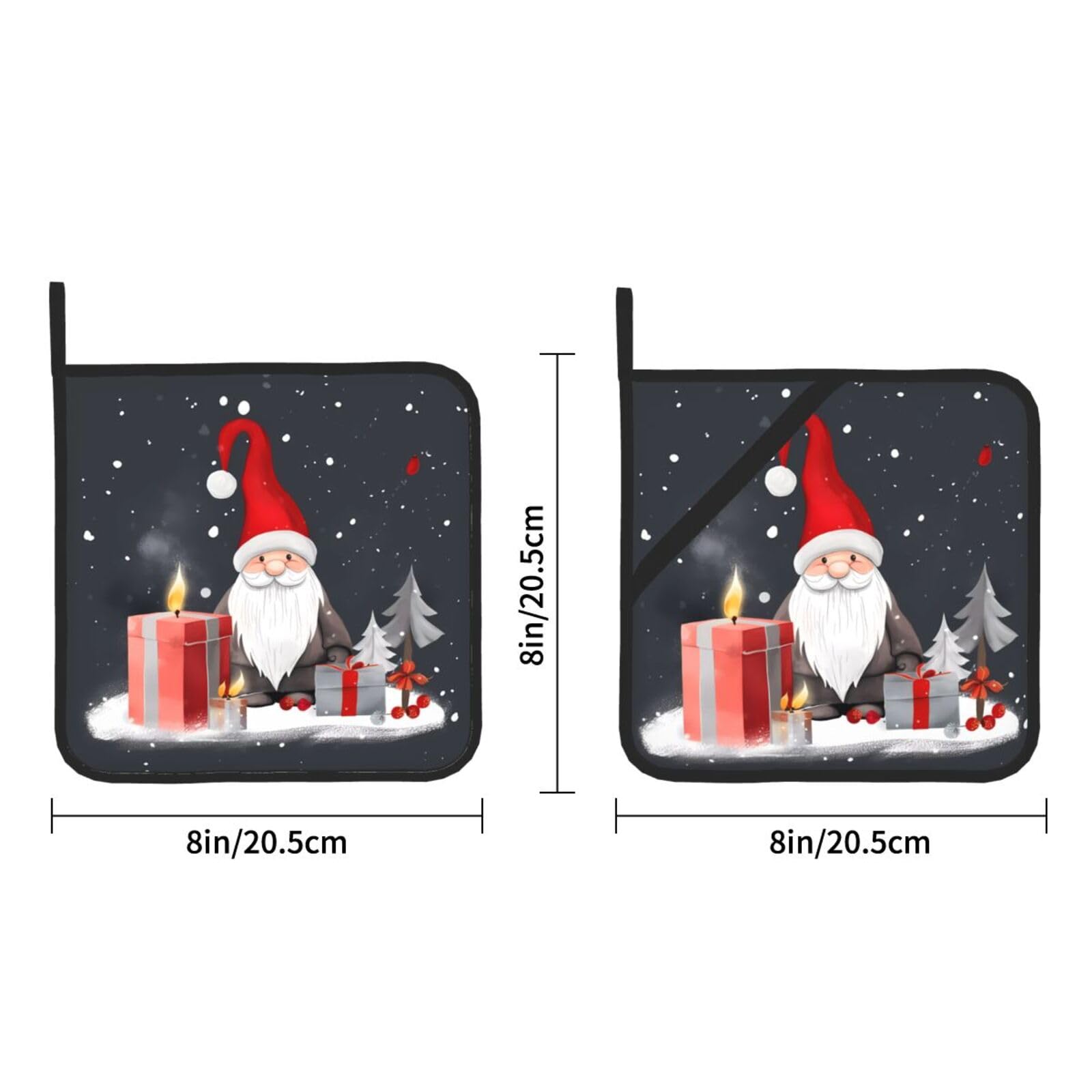 Merry Christmas Gnome Xmas Gifts Pot Holders Sets 2-Piece Set Washable Decorative Kitchen Gift for Cooking Baking BBQ