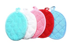 ap$collection 100% terry cotton quilted oval pot holder pack of 10 heat resistant for baking cooking machine washable with hanging loop (size 9.5 x 7.5 inch color multi-5)