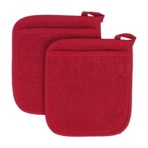 hc covers 100% cotton kitchen everyday basic terry pot holder heat resistant coaster potholder kitchen hot pad for cooking and baking (5, red)