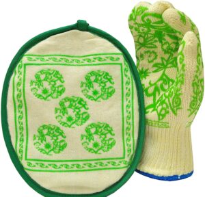 g & f 1688 dupont nomex & kevlar heat resistant oven gloves, 3-finger oven gloves & pot holder set