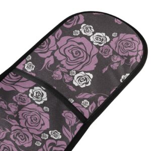 VIKKO Vintage Flower Purple Rose Double Mitt, Heat Resistant Kitchen Gloves Oven Mitts for Baking Microwave