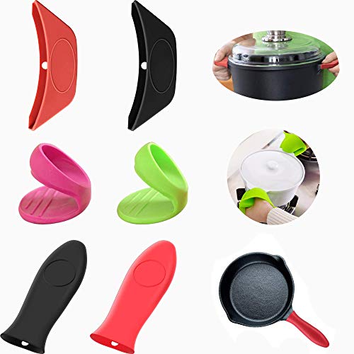 6 Pack Silicone Hot Handle Holder Cover for Cast Iron Skillet Assist Holders Non-Slip Heat, Silicone Covers for Pots, Pans Metal, Aluminum Cookware Handles