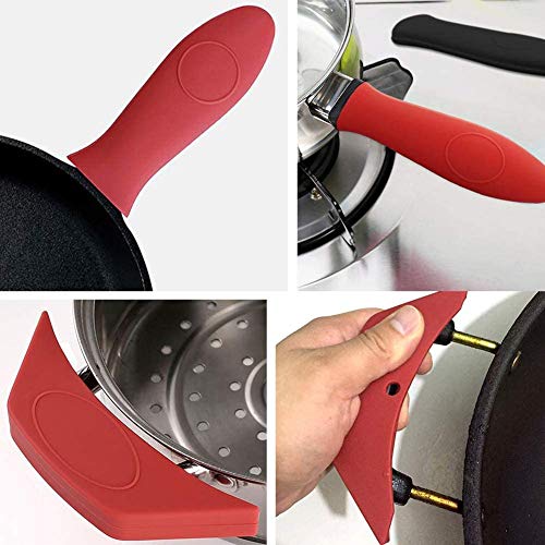 6 Pack Silicone Hot Handle Holder Cover for Cast Iron Skillet Assist Holders Non-Slip Heat, Silicone Covers for Pots, Pans Metal, Aluminum Cookware Handles