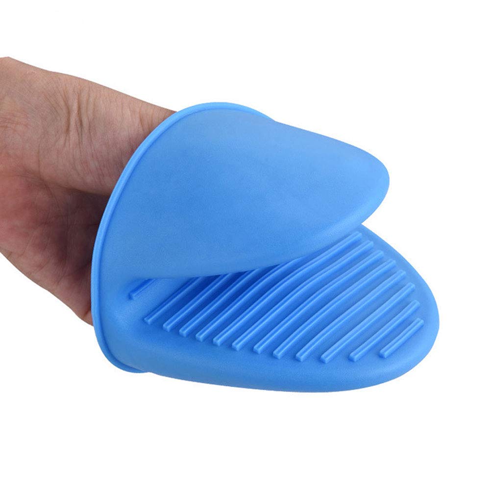 Silicone Pinch Mitts for Kitchen, Silicone Mini Oven Mitts Heat Resistant Red and Blue - 2 Pairs Silicone Finger Mitts