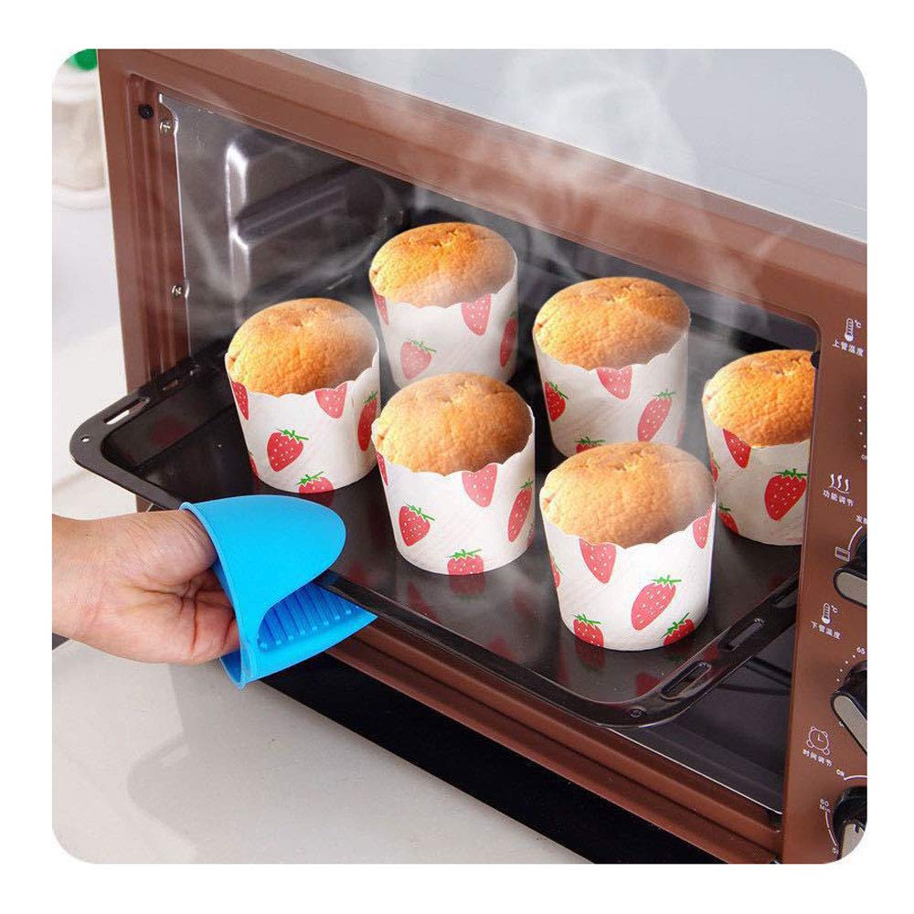 Silicone Pinch Mitts for Kitchen, Silicone Mini Oven Mitts Heat Resistant Red and Blue - 2 Pairs Silicone Finger Mitts