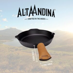 Alta Andina Leather Skillet Handle Cover | Rustic Copper Rivets | Vegetable Tanned Leather Hot Handle Holder for Cast Iron Skillets & Cookware (Brown – Miel)