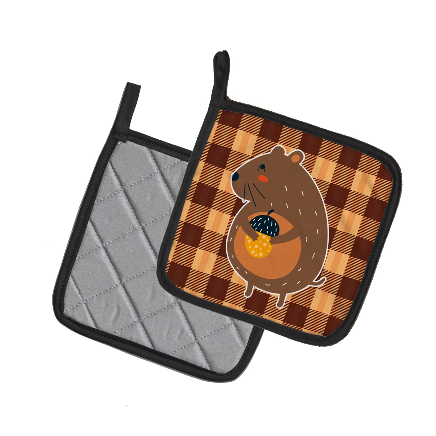 Caroline's Treasures BB6766PTHD Squirrel with a Nut Pair of Pot Holders Kitchen Heat Resistant Pot Holders Sets Oven Hot Pads for Cooking Baking BBQ, 7 1/2 x 7 1/2