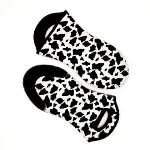 classic cow print oven mitts 2 pack, neoprene fabric heat resistant rubber grip, kitchen oven glove, washable pot holder