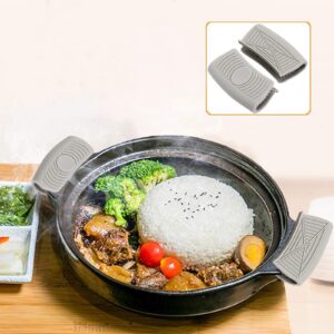 4Pcs Hot Handle Holders Silicone Pot Handle Covers Heat Resistant Pot Holders Non Slip Pot Grip Holder for Kitchen(Gray)