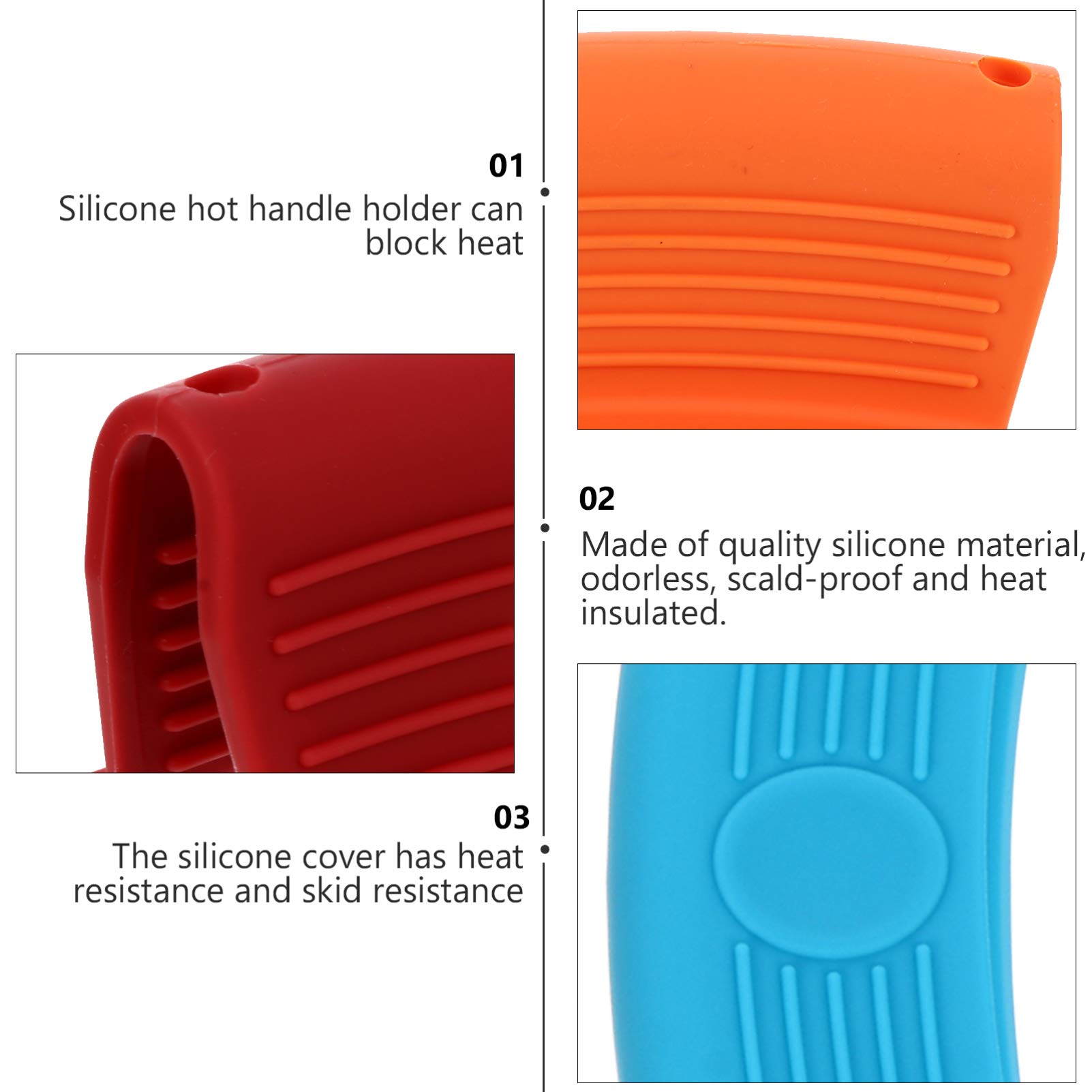 MILISTEN 3 Pair Silicone Pot Ear Clips Frying Pans Handle Cover Fry Pan Handle Holder Oven Grab Mitts Bowl Clip Pot Pad Red Pot Holders Hot Handle Holder Insulation Sleeves