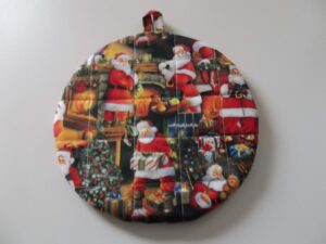 christmas pot holders santa handmade heat resistant double insulated quilted hot pads trivets 9 inches round