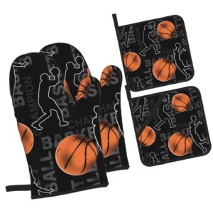basketball sport oven mitts and pot holders sets kitchen oven gloves bbq gloves pot holders for cooking baking