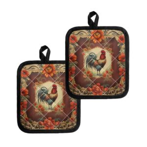 belidome pot holders chicken theme vintage rooster print insulated rug hot pads for kitchen home decor accessories