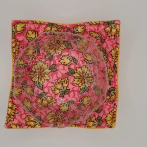 Yellow Flowers on Pink Microwave Cozy Yellow Dahlia Reversible Soup Bowl Buddy Microwaveable Potholder Floral Handmade Housewarming Hostess Mothers Day Gifts Under 10