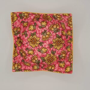 Yellow Flowers on Pink Microwave Cozy Yellow Dahlia Reversible Soup Bowl Buddy Microwaveable Potholder Floral Handmade Housewarming Hostess Mothers Day Gifts Under 10