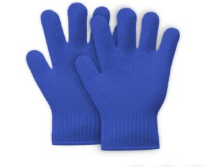 brandobay heat resistant oven gloves, cooking cotton mitts heat protection, cotton gloves heat resistant with fingers, blue 1 pair