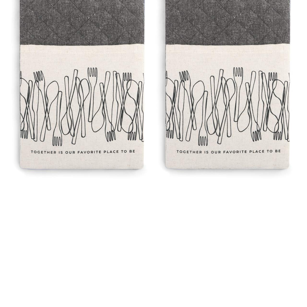 Together Favorite Place Utensil Grey 30 x 8 Cotton Blend Fabric Double Oven Mitt