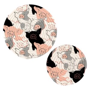 pigs pot holders for kitchen cotton round holder set of 2 heat resistant hot pads kitchen pot holders for countertops cooking