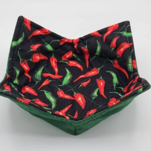 Hot Pepper Microwave Bowl Cozy Southwestern Reversible Microwaveable Potholder Cayenne Chilis Soup Buddy Southwestern Kitchen Linens Chef Teacher Gifts Spicy Food Lover Gift Under 10