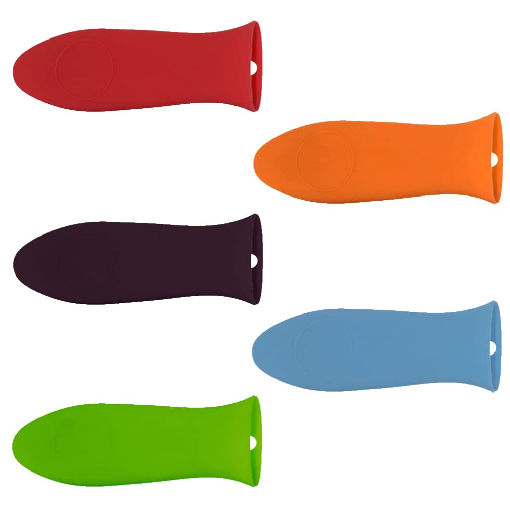 Cabilock 5pcs Pot Handle Cover Skillet Pan Handle Cover Cast Iron Handle Cover Silicone Handle Sleeve Pot Pad Silicone Mitts Silicone Hot Handle Cover Detachable Kitchenware