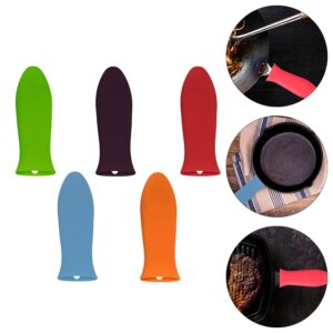 Cabilock 5pcs Pot Handle Cover Skillet Pan Handle Cover Cast Iron Handle Cover Silicone Handle Sleeve Pot Pad Silicone Mitts Silicone Hot Handle Cover Detachable Kitchenware