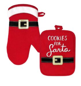 st. nicholas square® cookies for santa oven mitt & pot holder set