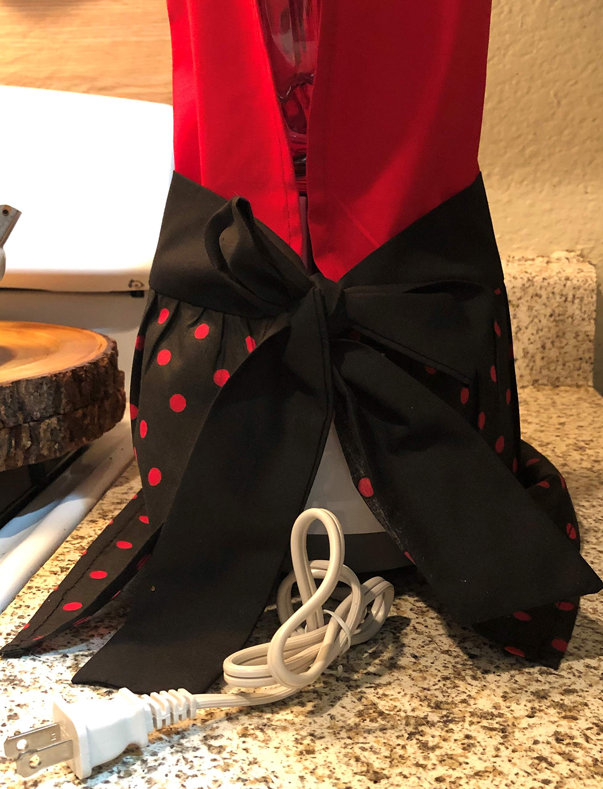 Blender Cover for OSTER. Kitchen design: Lady Bug/Black-Red Dots. Dress for blender-Ribbons to make your own adjustable bow.