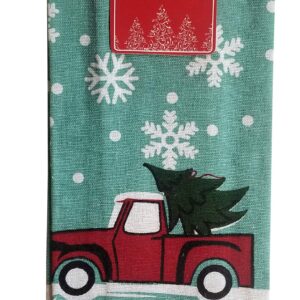 Seasonal Holiday Kitchen Linen Set Placemats Napkins Pot Holder Oven Mit (4 Retro Pickup Truck Towels w Pot Holder & Oven Mitt)