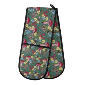 forset harvest plant botanical double mitts heat resistant potholder double oven mitts extra long 36"x7" for kitchen cooking backing microwave handling hot pots