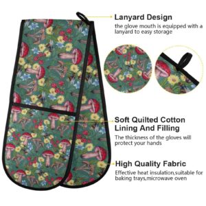 Forset Harvest Plant Botanical Double Mitts Heat Resistant Potholder Double Oven Mitts Extra Long 36"x7" for Kitchen Cooking Backing Microwave Handling Hot Pots