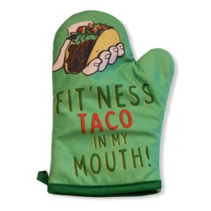 fitness taco funny kitchen apron and oven mitts humorous gym graphic novelty cooking accessories funny graphic kitchenwear cinco de mayo funny food green oven mitt