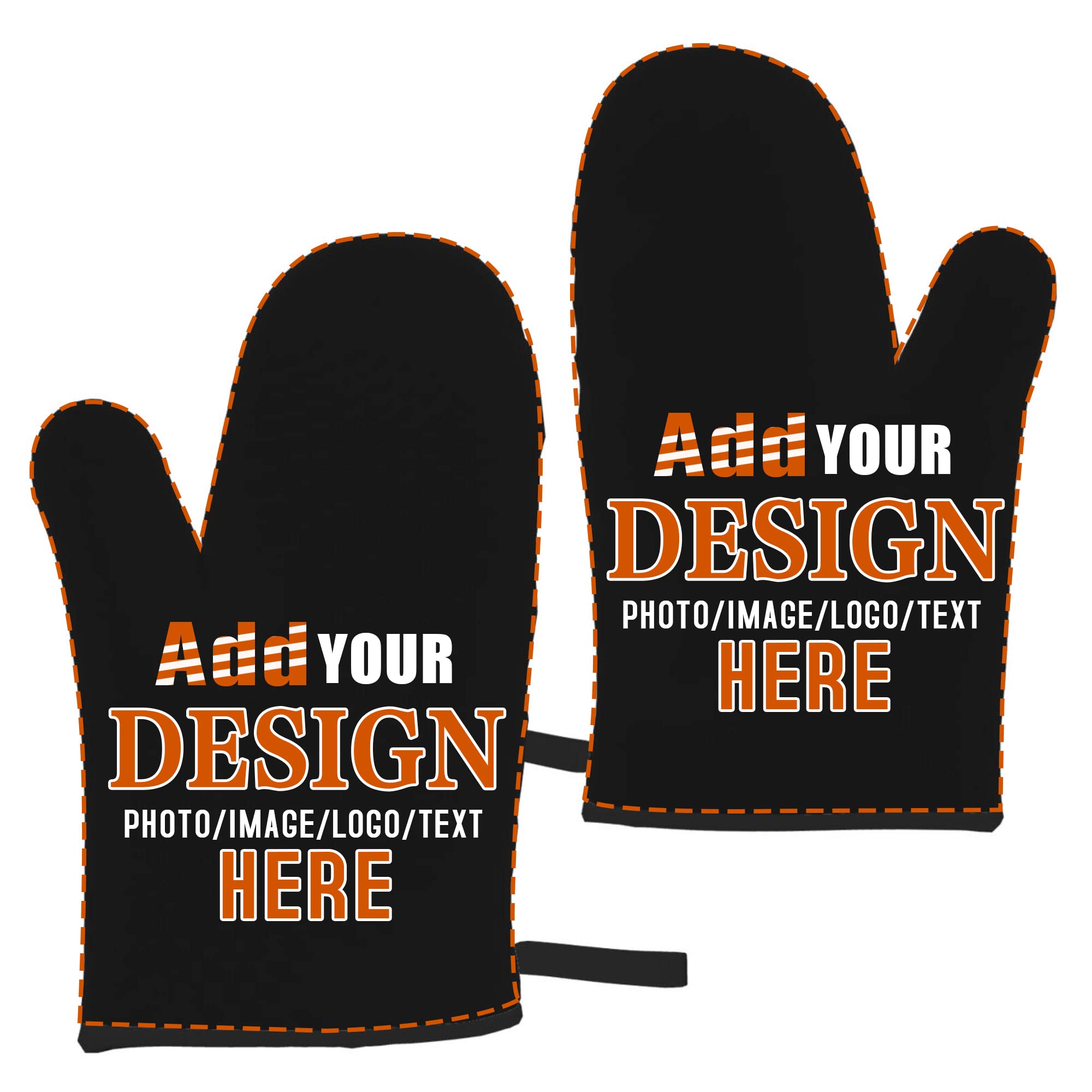 Custom 2PCS Oven Mitts for Kitchen Personalized Your Own Image Photo Logo Text Heat Resistant Kitchen Oven Glove for Kitchen Cooking Baking BBQ