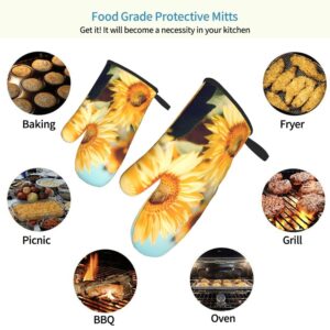 Custom 2PCS Oven Mitts for Kitchen Personalized Your Own Image Photo Logo Text Heat Resistant Kitchen Oven Glove for Kitchen Cooking Baking BBQ