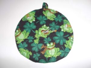 pot holders heat resistant st. patrick’s day irish frogs potholders handmade double insulated quilted hot pads trivets 9 inches round
