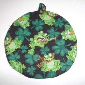 Pot Holders Heat Resistant St. Patrick’s Day Irish Frogs Potholders Handmade Double Insulated Quilted Hot Pads Trivets 9 inches Round