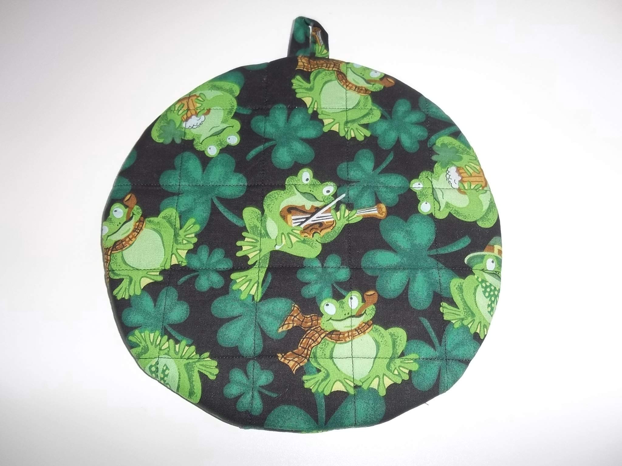 Pot Holders Heat Resistant St. Patrick’s Day Irish Frogs Potholders Handmade Double Insulated Quilted Hot Pads Trivets 9 inches Round