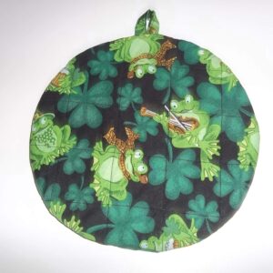 Pot Holders Heat Resistant St. Patrick’s Day Irish Frogs Potholders Handmade Double Insulated Quilted Hot Pads Trivets 9 inches Round