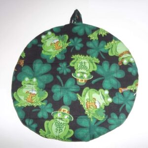 Pot Holders Heat Resistant St. Patrick’s Day Irish Frogs Potholders Handmade Double Insulated Quilted Hot Pads Trivets 9 inches Round