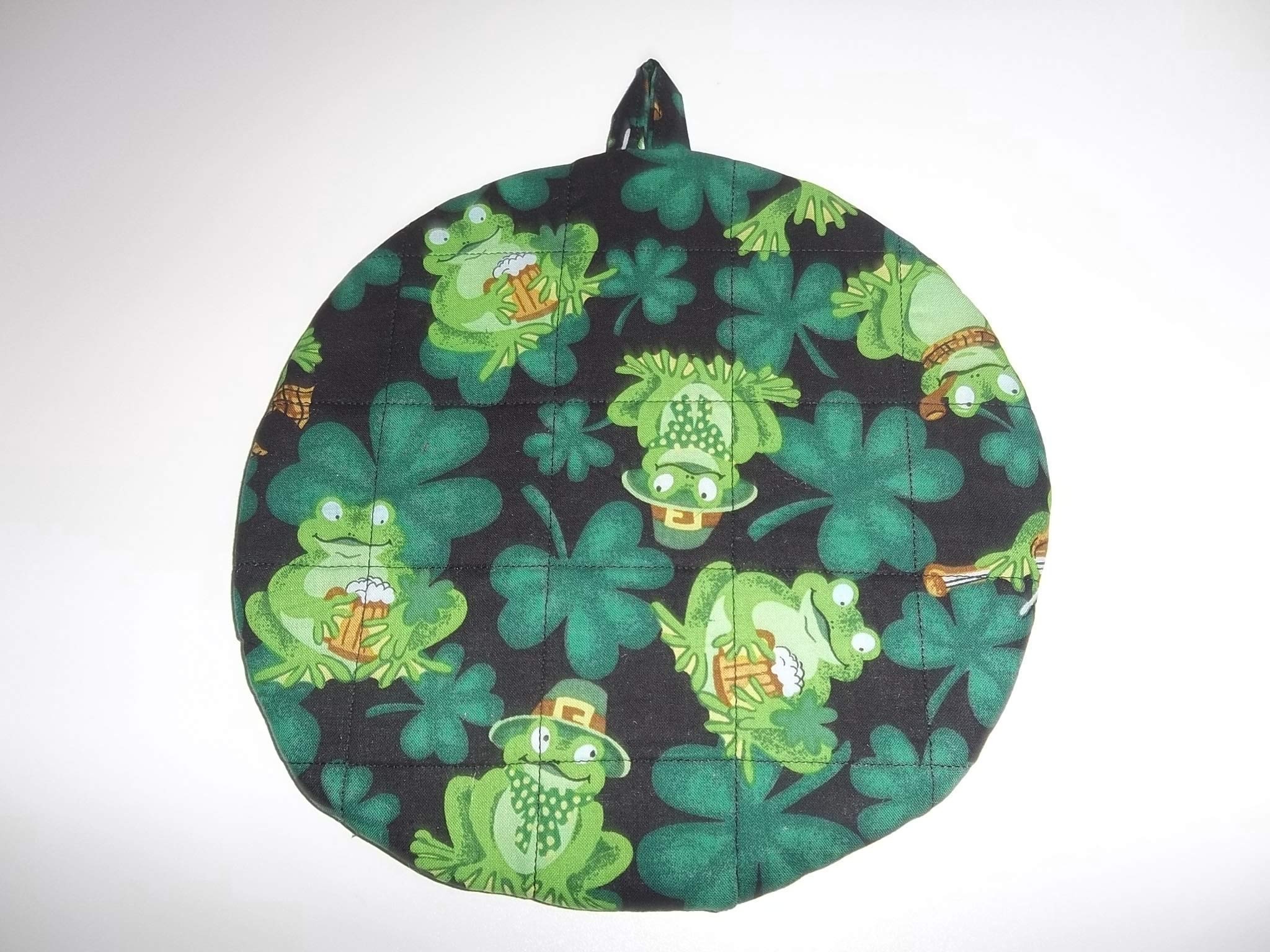 Pot Holders Heat Resistant St. Patrick’s Day Irish Frogs Potholders Handmade Double Insulated Quilted Hot Pads Trivets 9 inches Round