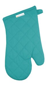 mukitchen 100% cotton, terry-lined oven mitt, 13-inches, surf