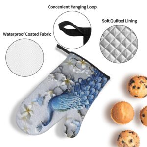 Beautiful Peacock Oven Mitts and Pot Holders,High Heat Resistant,Non-Slip Surface Soft Inner Lining for Cooking Baking